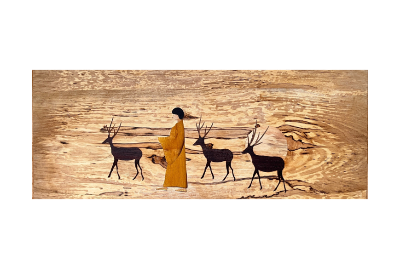 パプアニューギニア　極楽鳥とコーヒーの木　現地作家絵画 小森谷 徹 木象嵌絵画展 〜木目に想いを重ねて（Ⅲ）～ | 売場ニュース